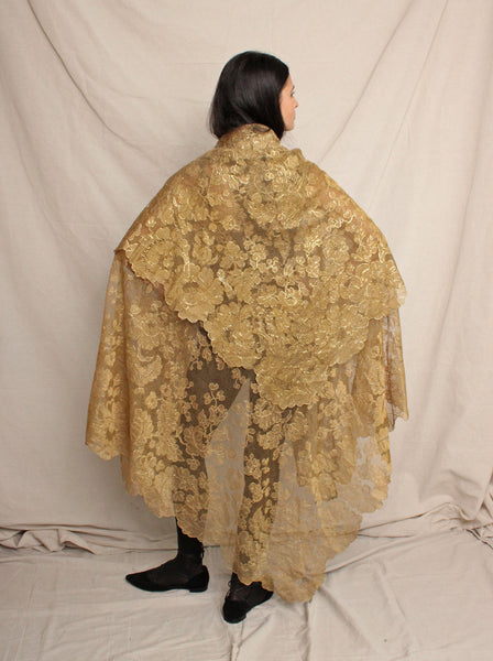 20s Gold Lamé Lace Cape