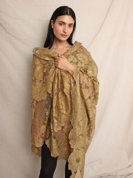 20s Gold Lamé Lace Cape
