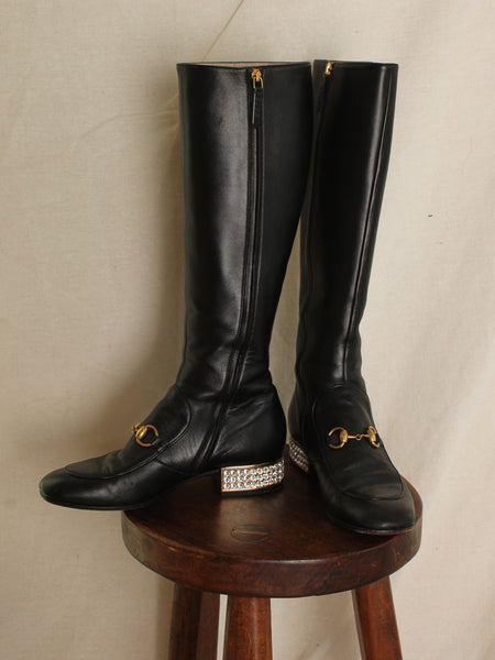Gucci Crystal Heeled Boots