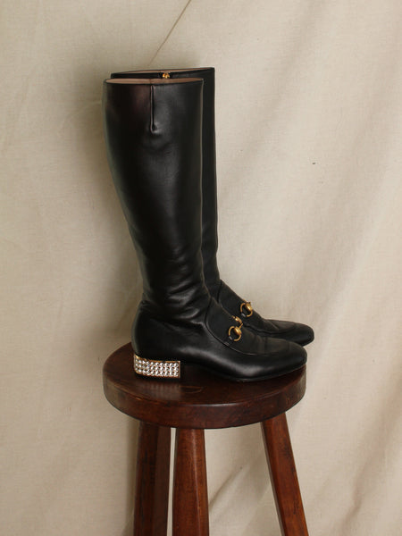 Gucci Crystal Heeled Boots