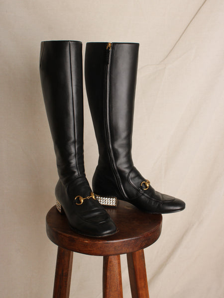 Gucci Crystal Heeled Boots