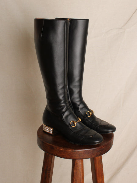 Gucci Crystal Heeled Boots