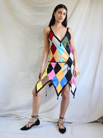 20s Harlequin Dress w Jet Beads