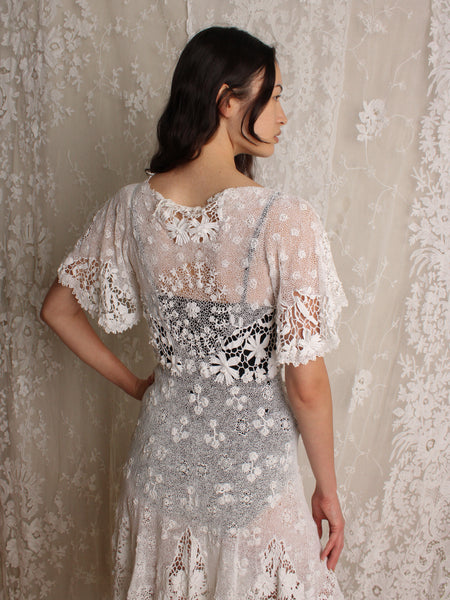Antique Needlepoint Crochet Lace Duster