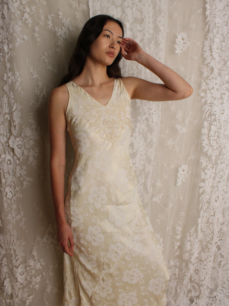 30s Silk Jacquard Slip Dress