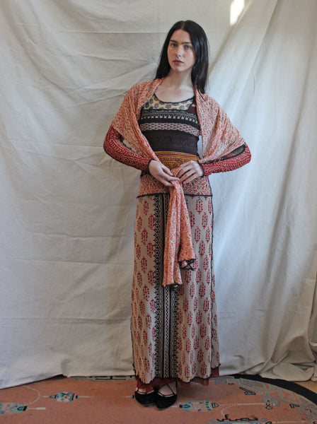 Gaultier Patchwork Mesh Hooded Dress