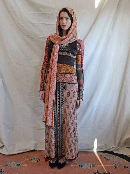 Gaultier Patchwork Mesh Hooded Dress