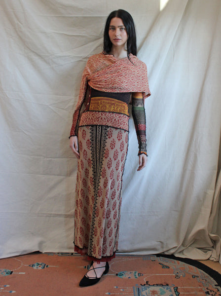 Gaultier Patchwork Mesh Hooded Dress