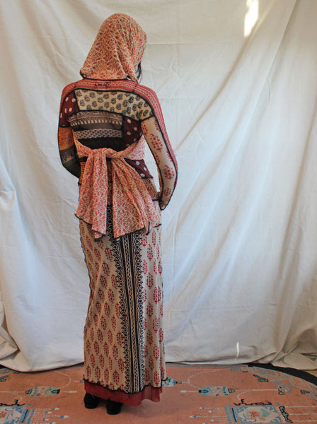 Gaultier Patchwork Mesh Hooded Dress