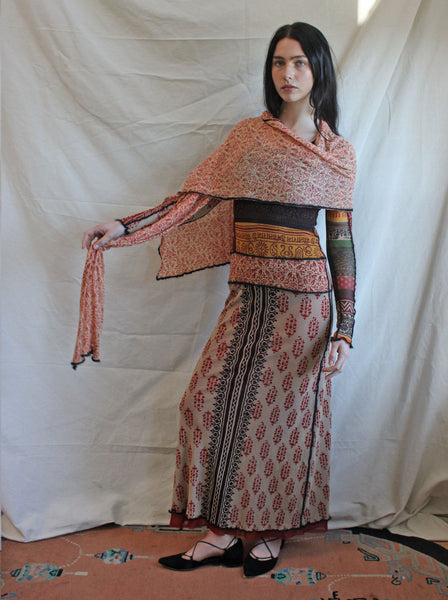 Gaultier Patchwork Mesh Hooded Dress