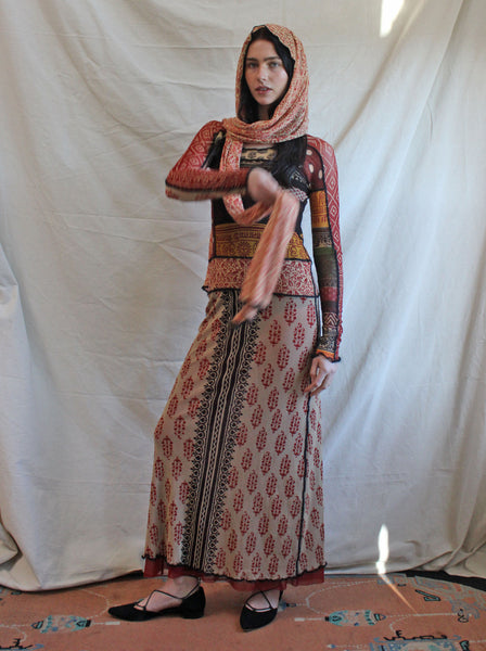 Gaultier Patchwork Mesh Hooded Dress