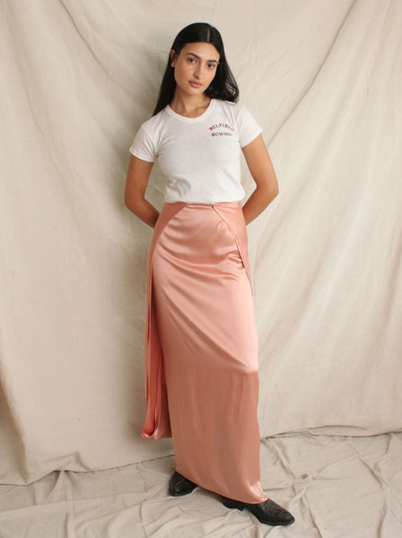 Krizia Pink Satin Column Skirt