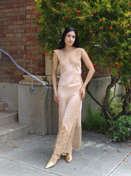 30s Lace & Silk Gown