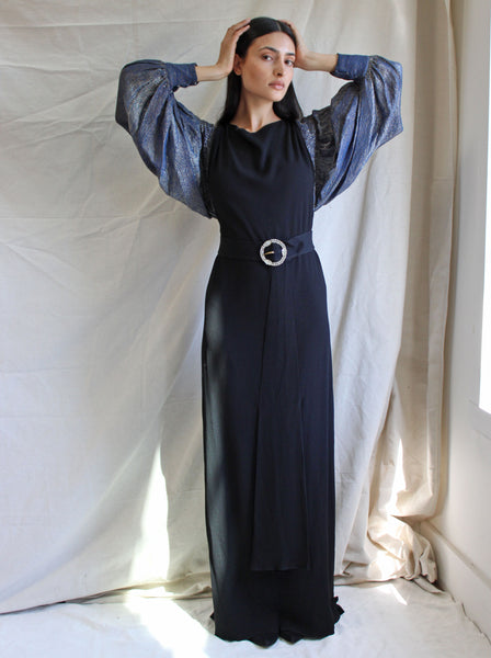 30s Lamé Sleeved Gown