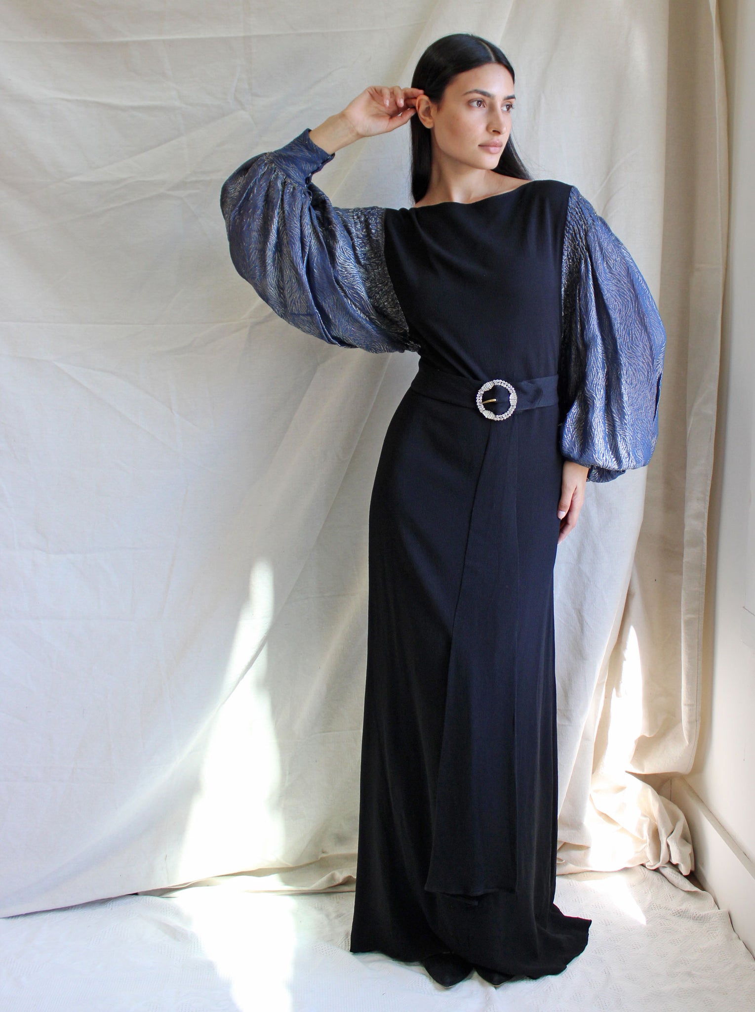30s Lamé Sleeved Gown