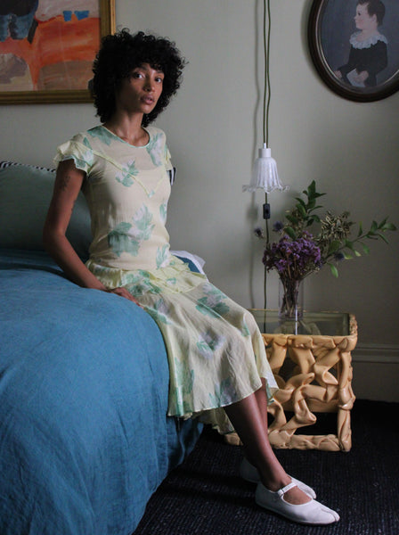 30s Leaf Print Dress
