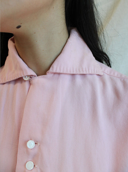 40s Pink Loop Collar Button Up