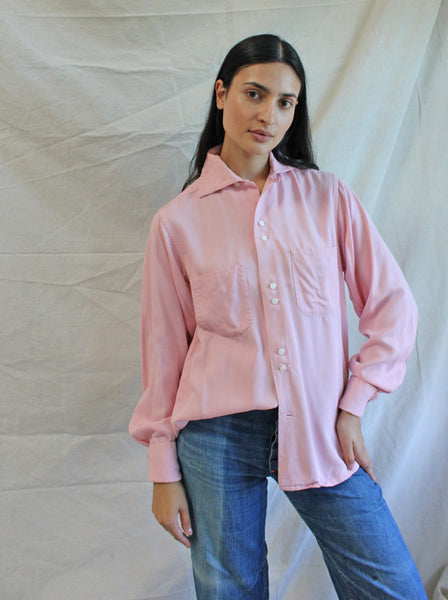 40s Pink Loop Collar Button Up