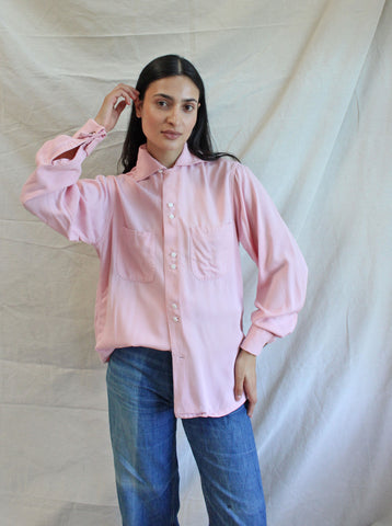 40s Pink Loop Collar Button Up