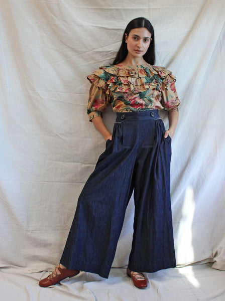 Margiela Wide Leg Dark Denim Trousers