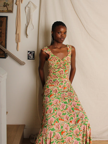 40s Novelty Print Gown
