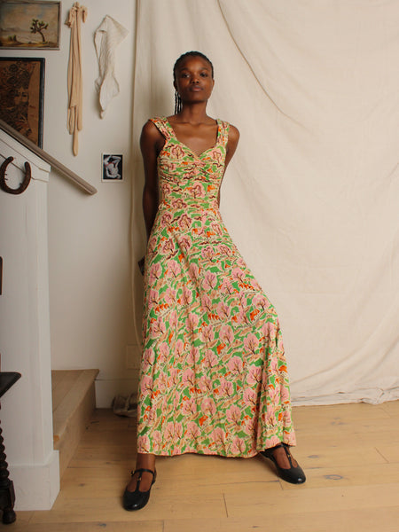 40s Novelty Print Gown