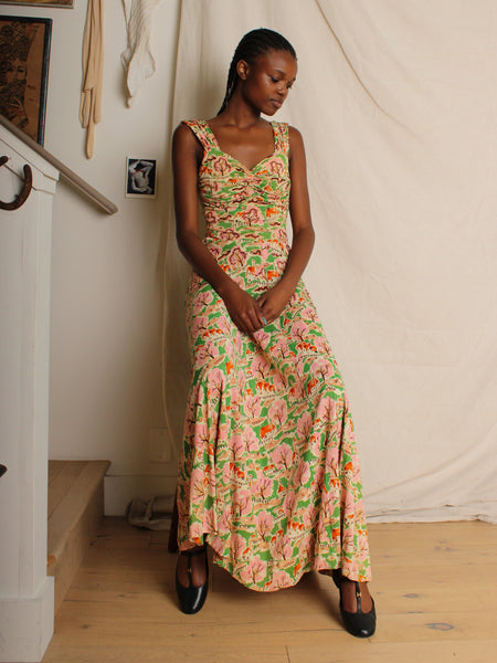 40s Novelty Print Gown