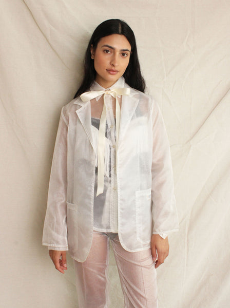 70s White Organza Western Suit