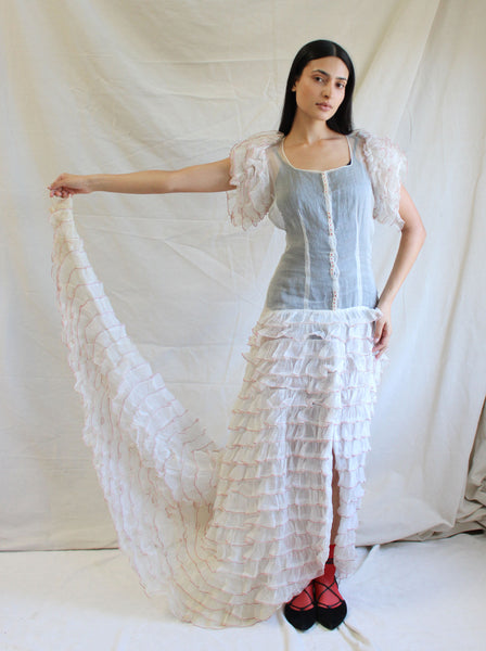 30s Organza Tiered Ruffle Gown