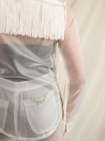 70s White Organza Western Suit