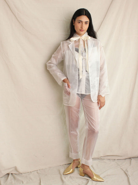 70s White Organza Western Suit