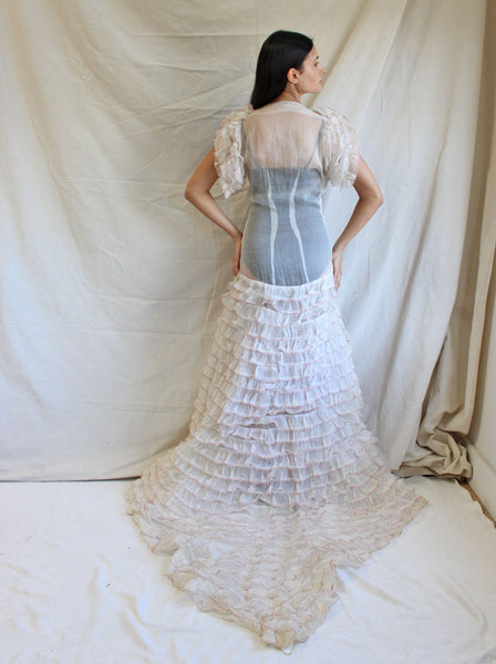30s Organza Tiered Ruffle Gown