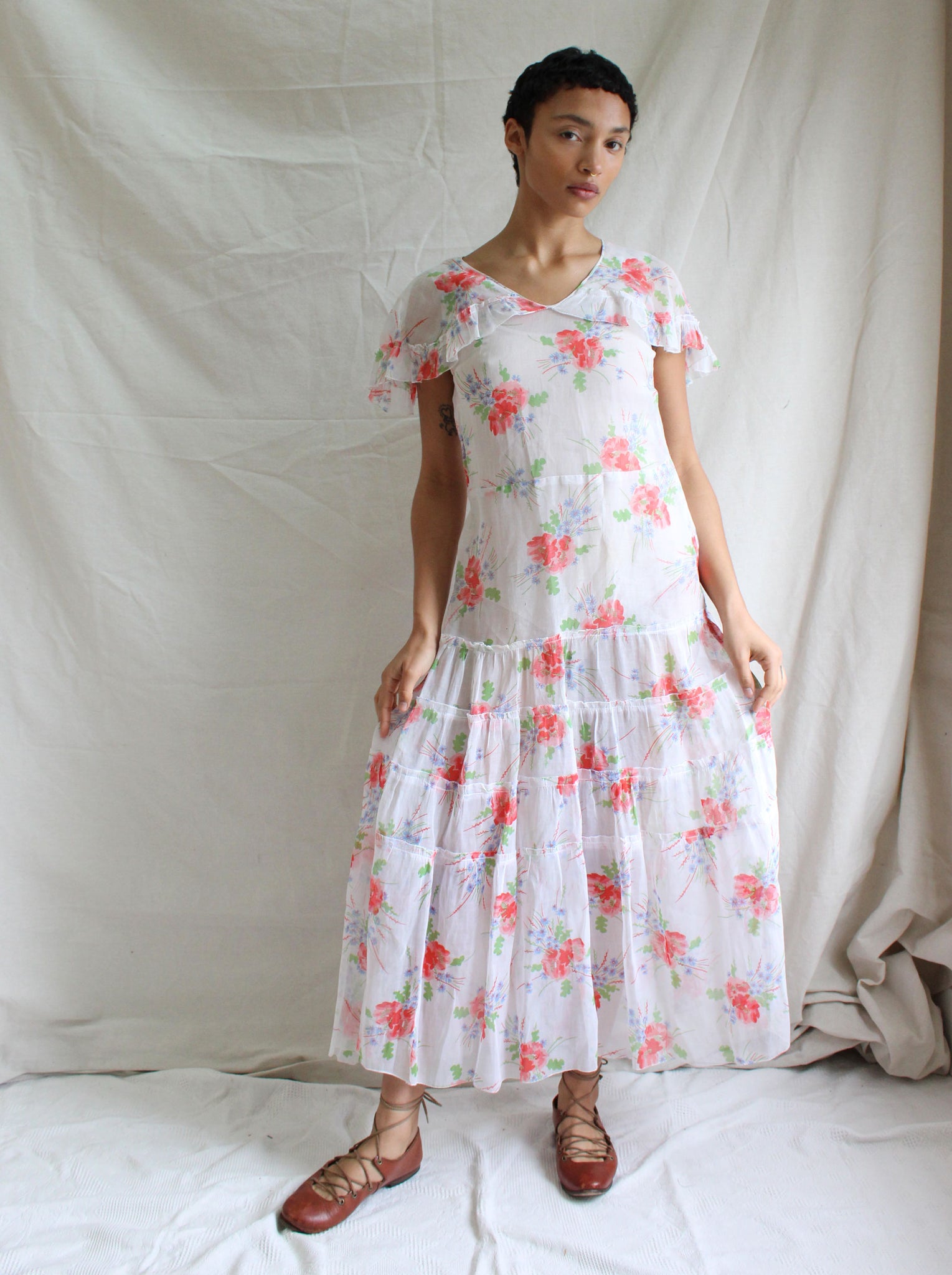 30s Organza Floral Dress