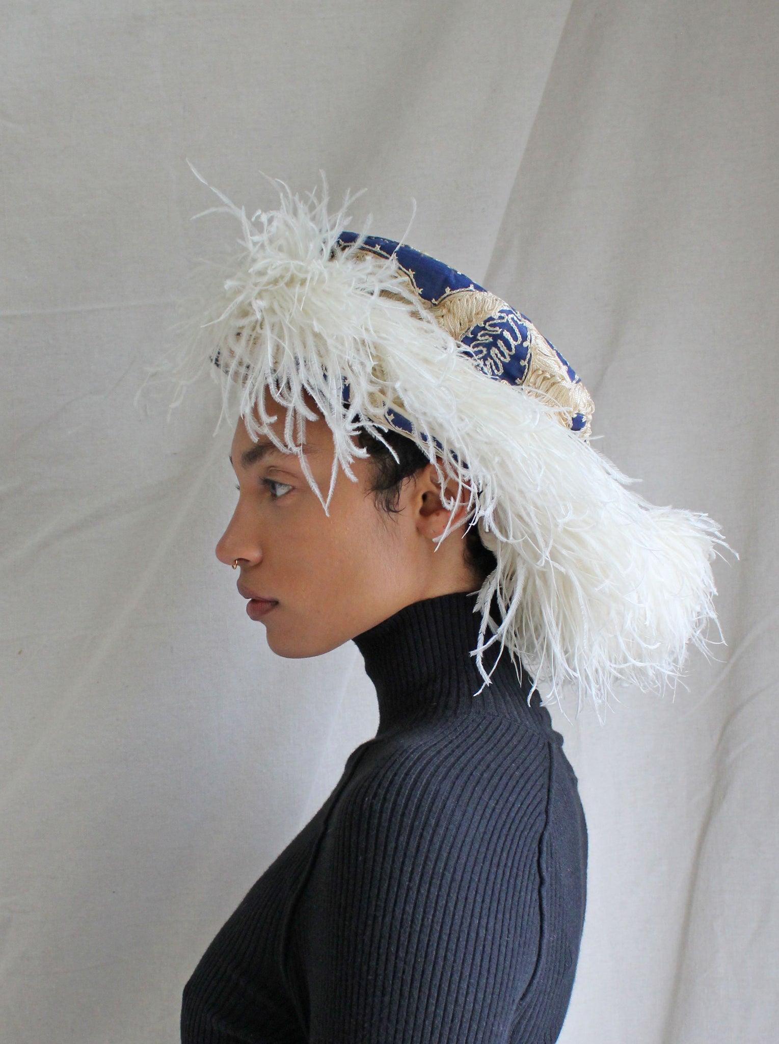 20s Silk Hat w Ostrich Feathers