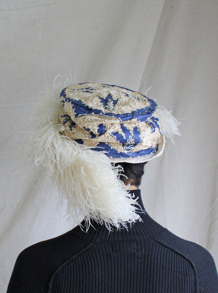 20s Silk Hat w Ostrich Feathers