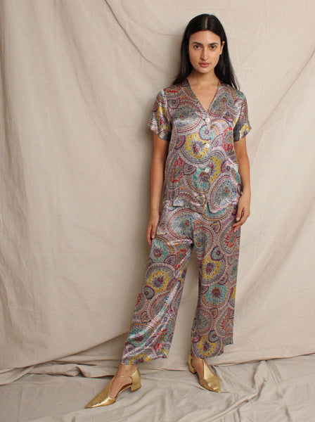 40s Paisley Satin Lounge Set
