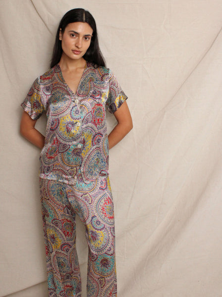 40s Paisley Satin Lounge Set