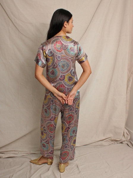 40s Paisley Satin Lounge Set
