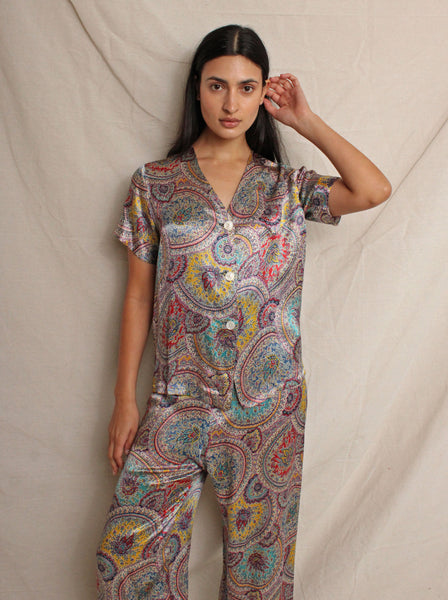 40s Paisley Satin Lounge Set
