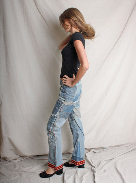 70s Patchwork Denim Bell Bottoms