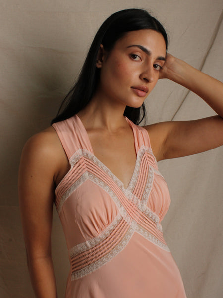 40s Pink Long Slip