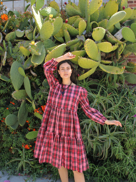 Molly Goddard Tiered Plaid Dress