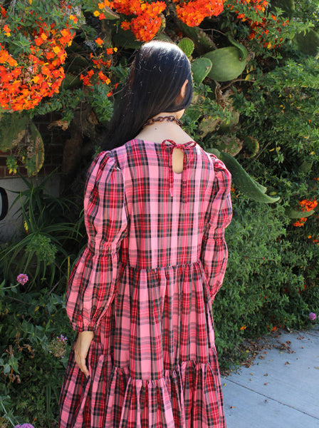 Molly Goddard Tiered Plaid Dress