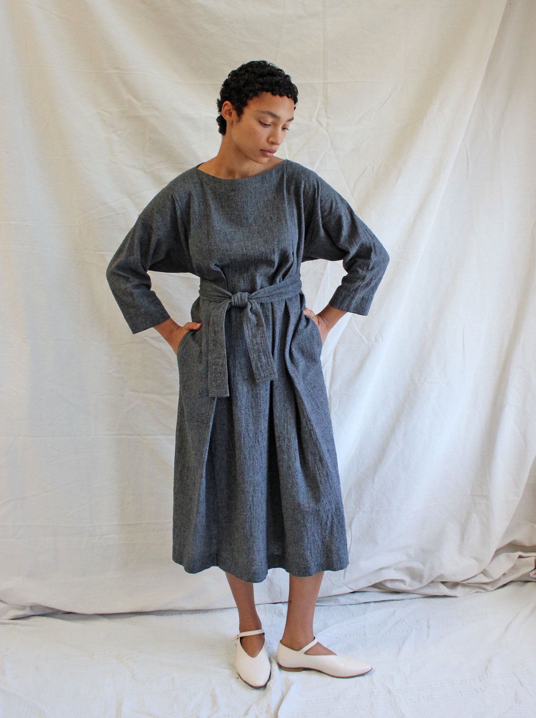 ISSEY MIYAKE PLANTATION 80s Blue Plaid Cotton Dress — Garment