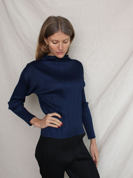 Navy Pleats Please Top