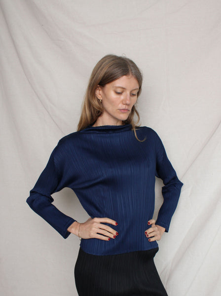 Navy Pleats Please Top