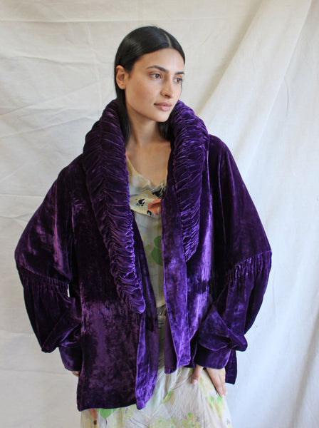 20s Purple Silk Velvet Coat