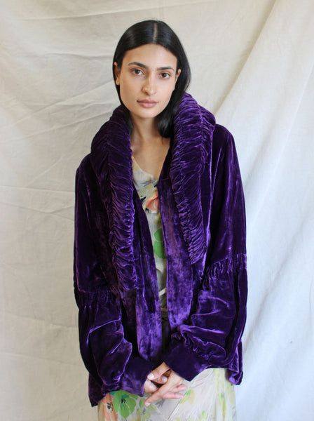 20s Purple Silk Velvet Coat