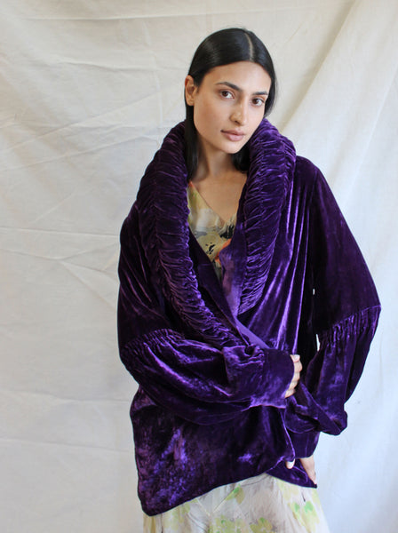 20s Purple Silk Velvet Coat