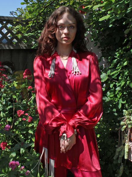 40s Raspberry Silk Lounge Set